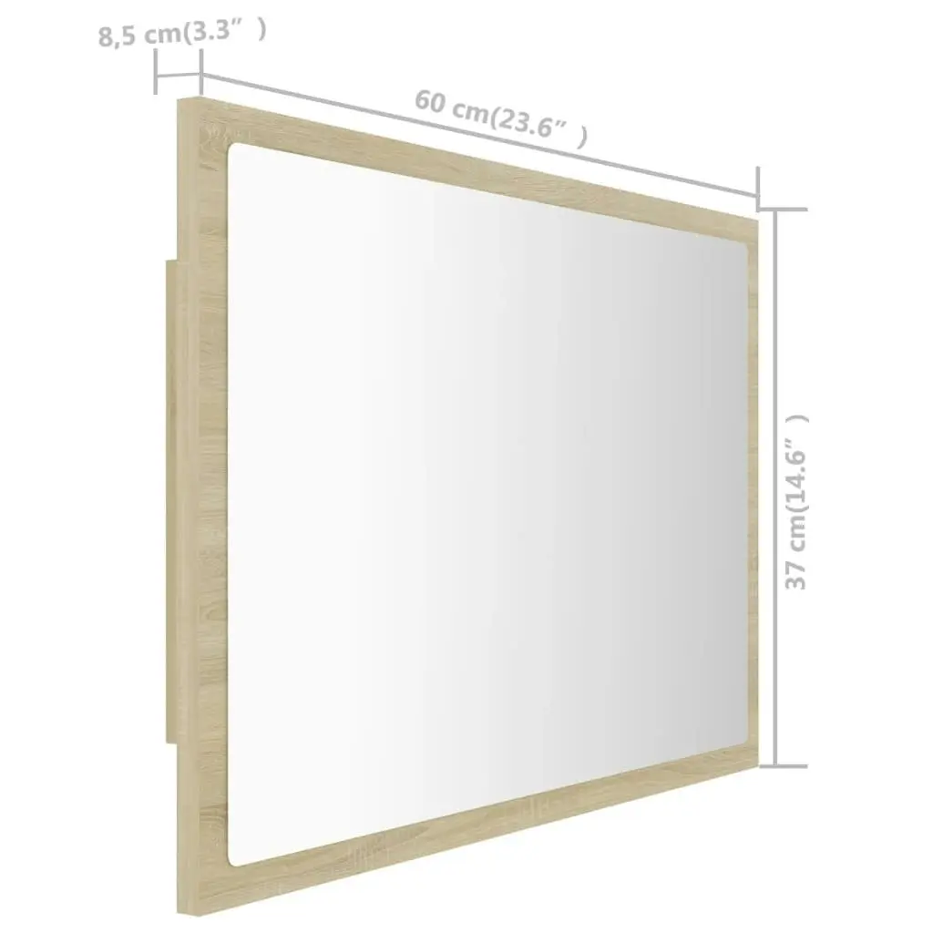 LED Bathroom Mirror Sonoma Oak 60x8.5x37 cm Acrylic 804919