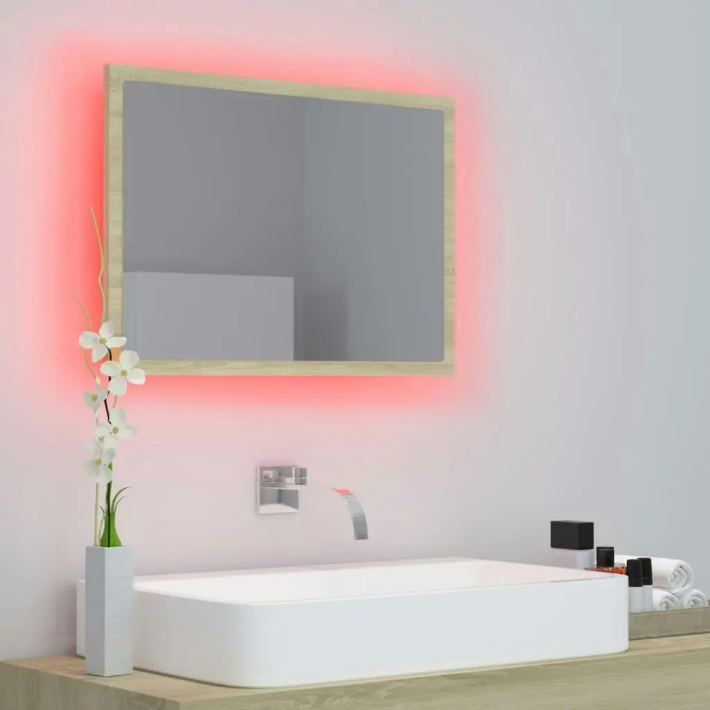 LED Bathroom Mirror Sonoma Oak 60x8.5x37 cm Acrylic 804919