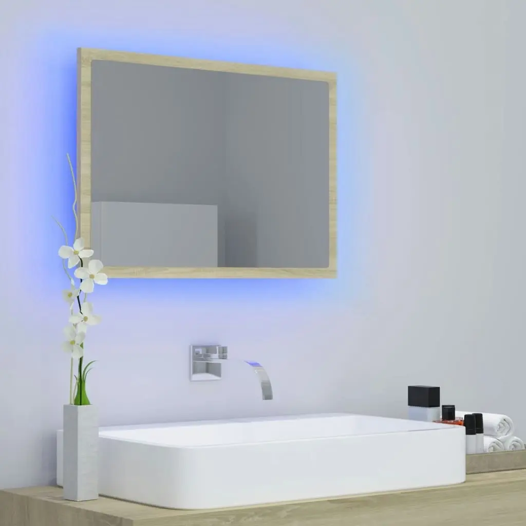 LED Bathroom Mirror Sonoma Oak 60x8.5x37 cm Acrylic 804919