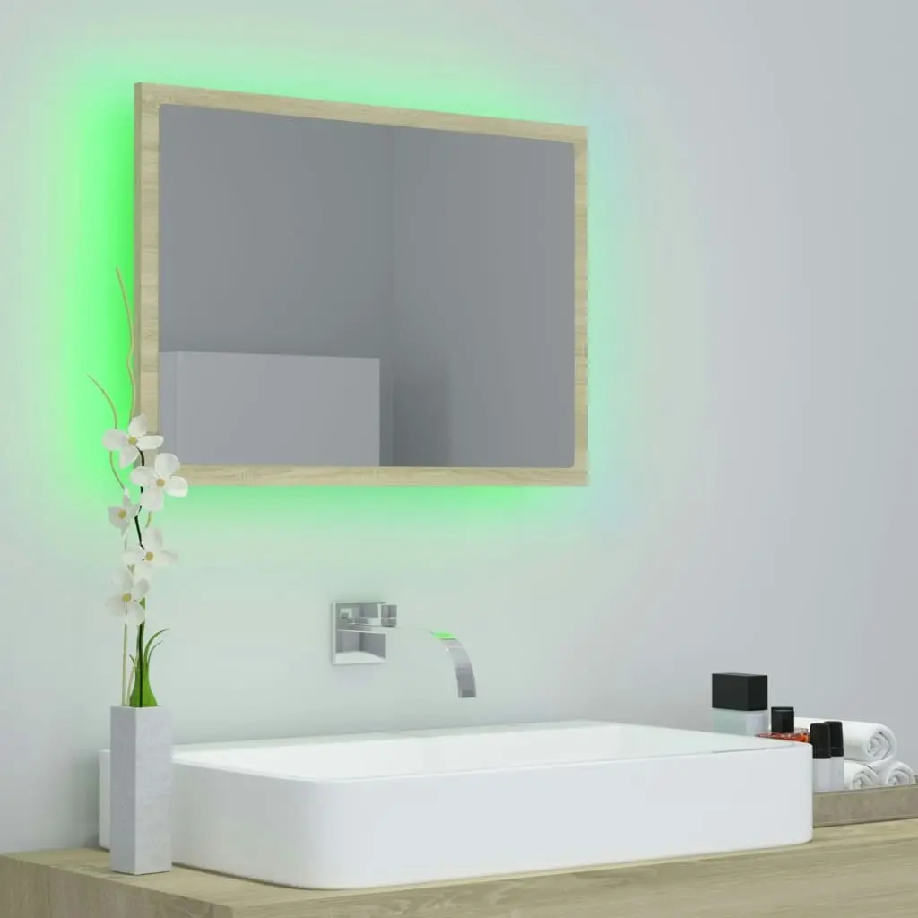 LED Bathroom Mirror Sonoma Oak 60x8.5x37 cm Acrylic 804919