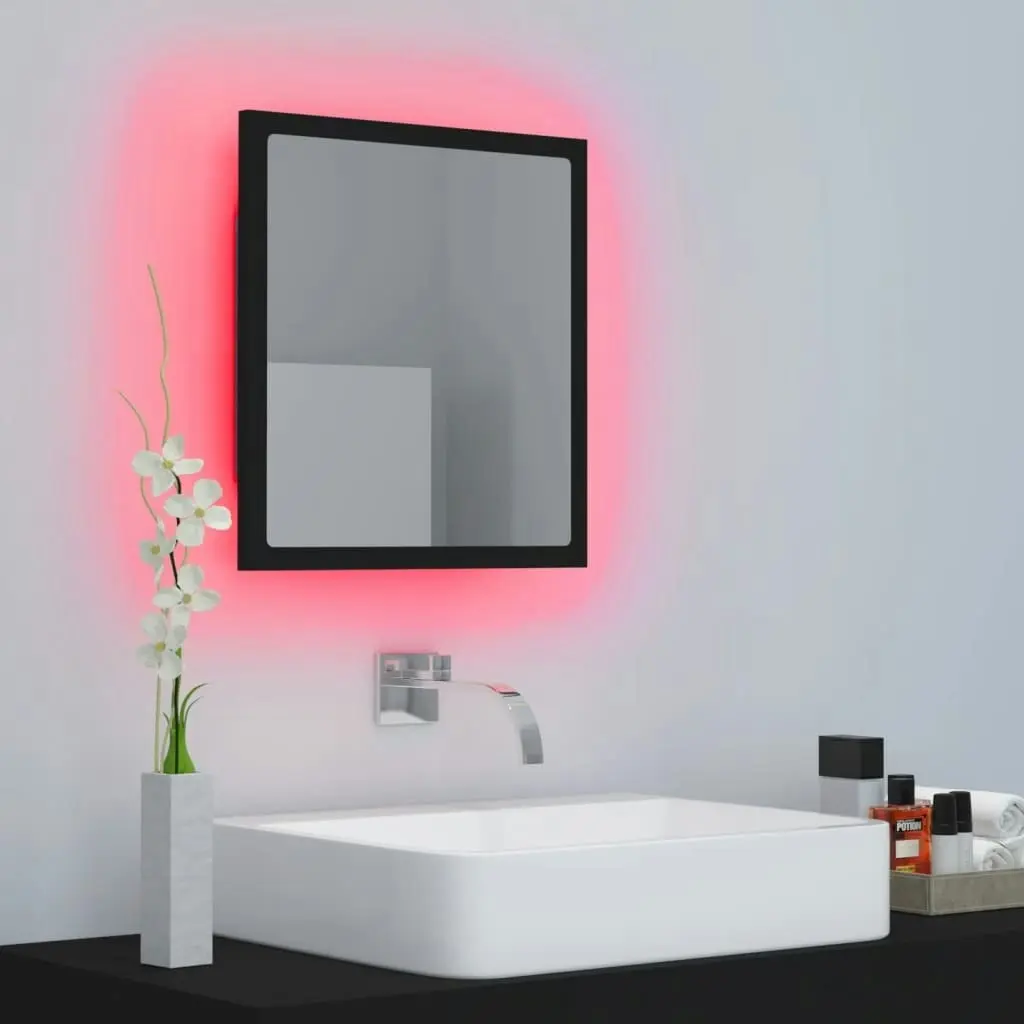 LED Bathroom Mirror Black 40x8.5x37 cm Acrylic 804909