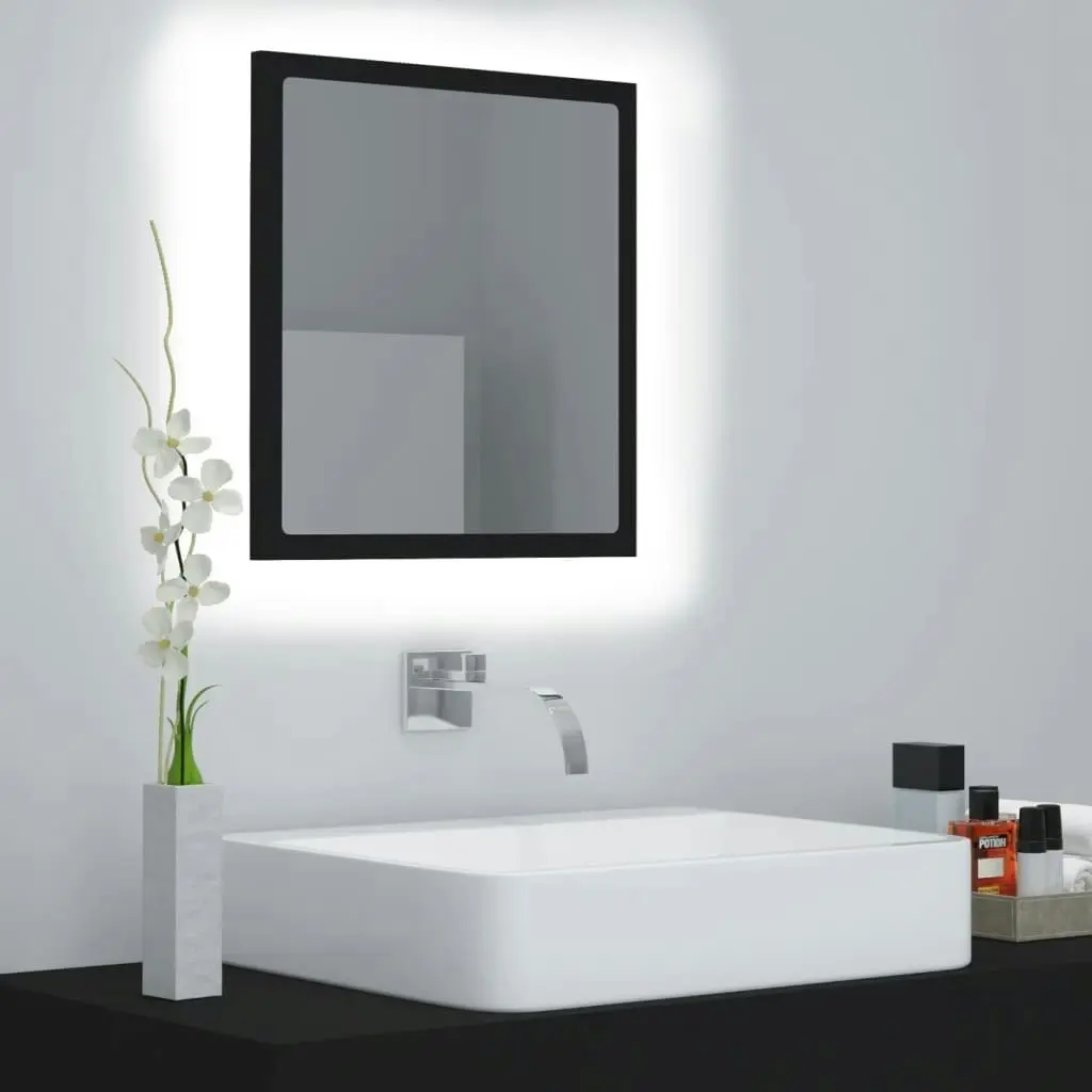 LED Bathroom Mirror Black 40x8.5x37 cm Acrylic 804909