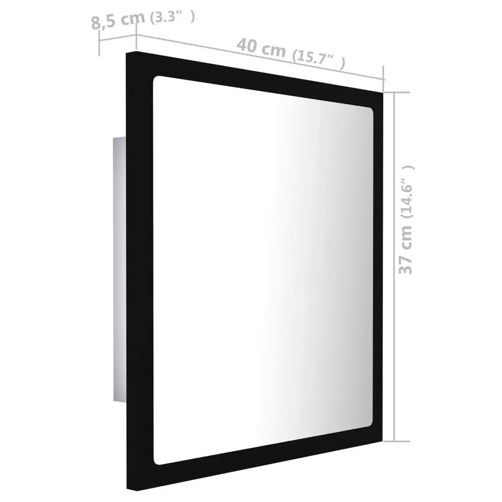 LED Bathroom Mirror Black 40x8.5x37 cm Acrylic 804909