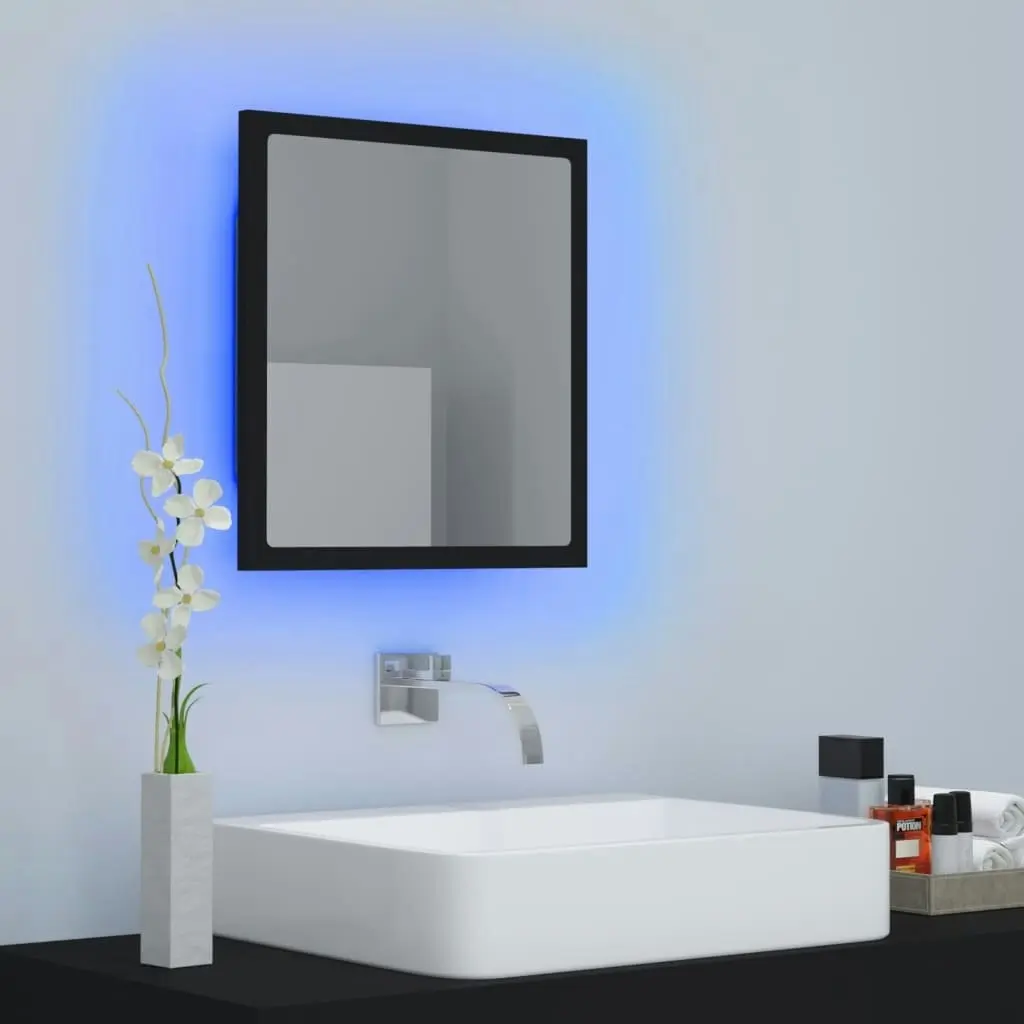 LED Bathroom Mirror Black 40x8.5x37 cm Acrylic 804909