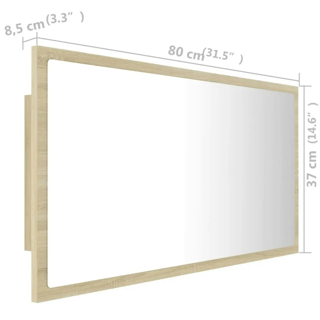 LED Bathroom Mirror Sonoma Oak 80x8.5x37 cm Acrylic 804927