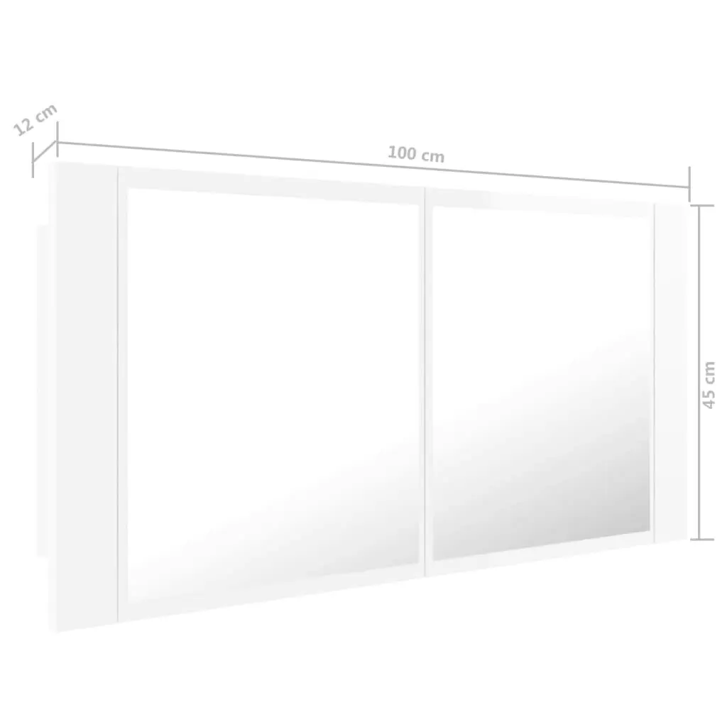 LED Bathroom Mirror Cabinet High Gloss White 100x12x45cm Acrylic 804985