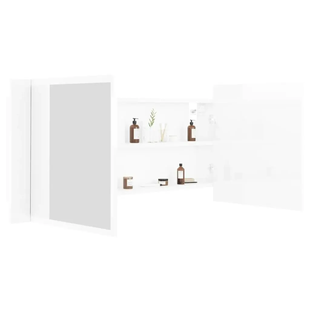 LED Bathroom Mirror Cabinet High Gloss White 100x12x45cm Acrylic 804985