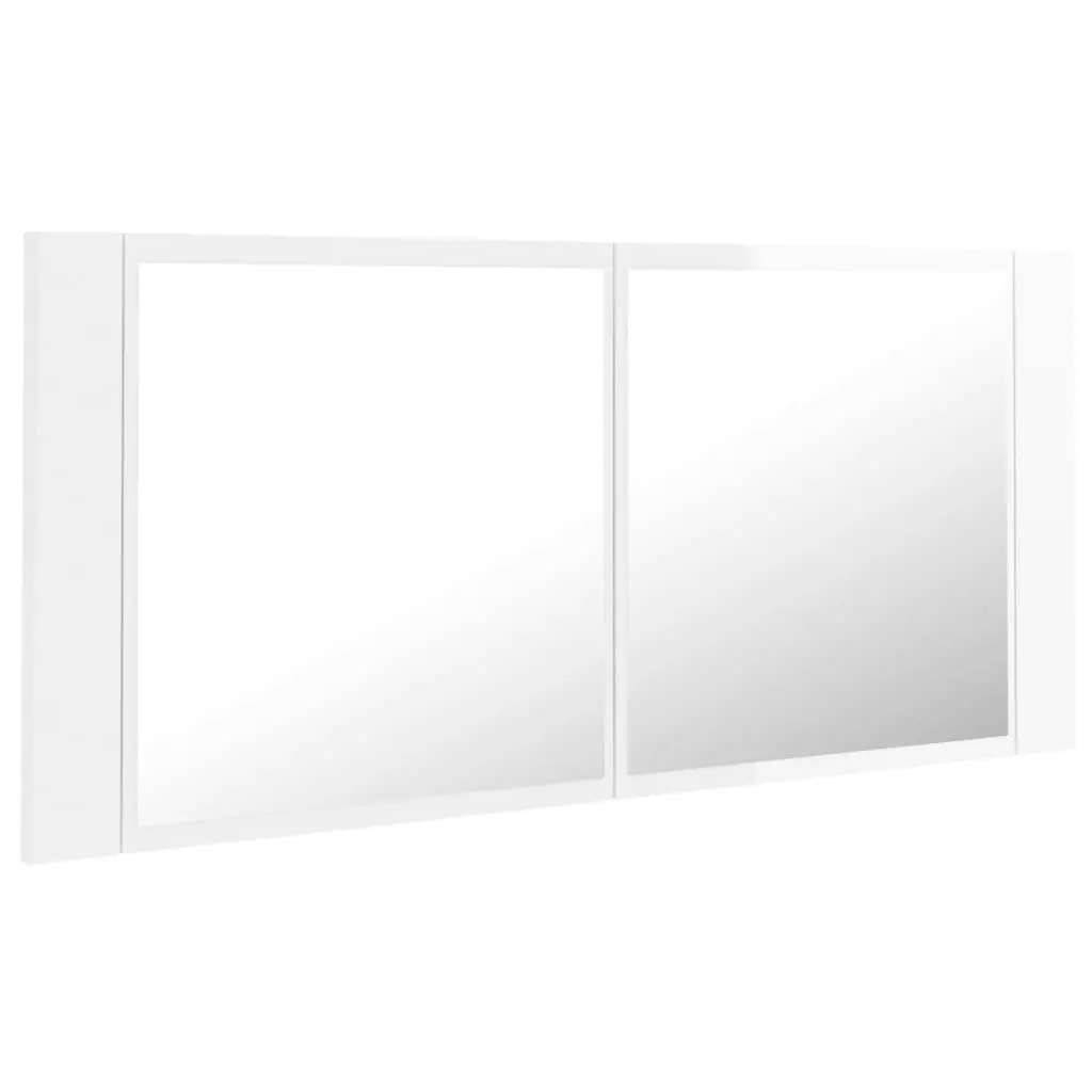 LED Bathroom Mirror Cabinet High Gloss White 100x12x45cm Acrylic 804985