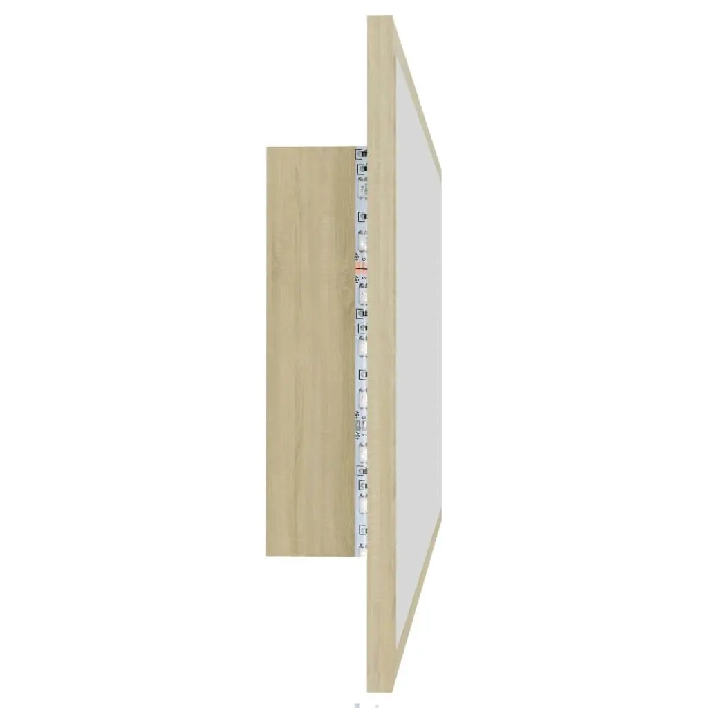 LED Bathroom Mirror Sonoma Oak 90x8.5x37 cm Acrylic 804935