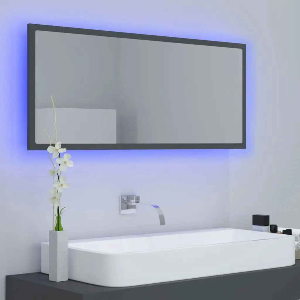 LED Bathroom Mirror Grey 100x8.5x37 cm Acrylic 804942