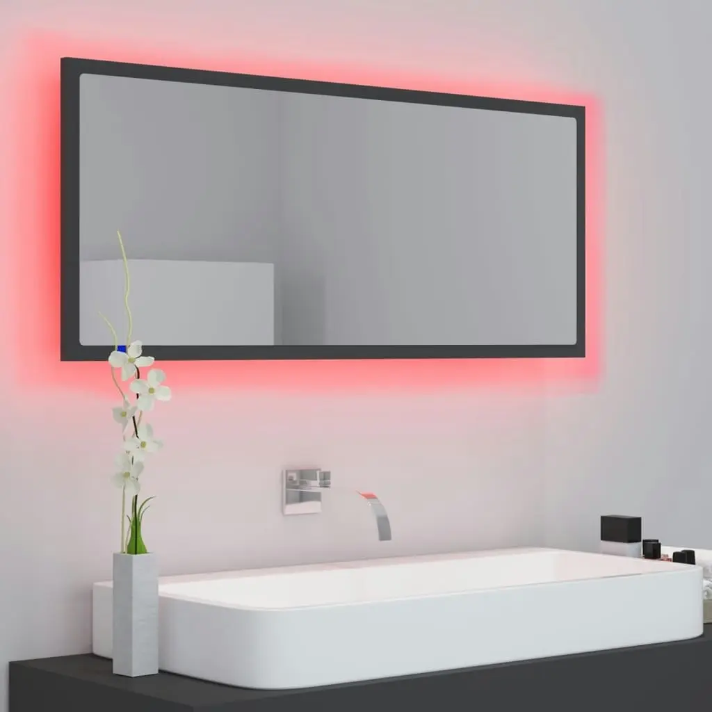 LED Bathroom Mirror Grey 100x8.5x37 cm Acrylic 804942