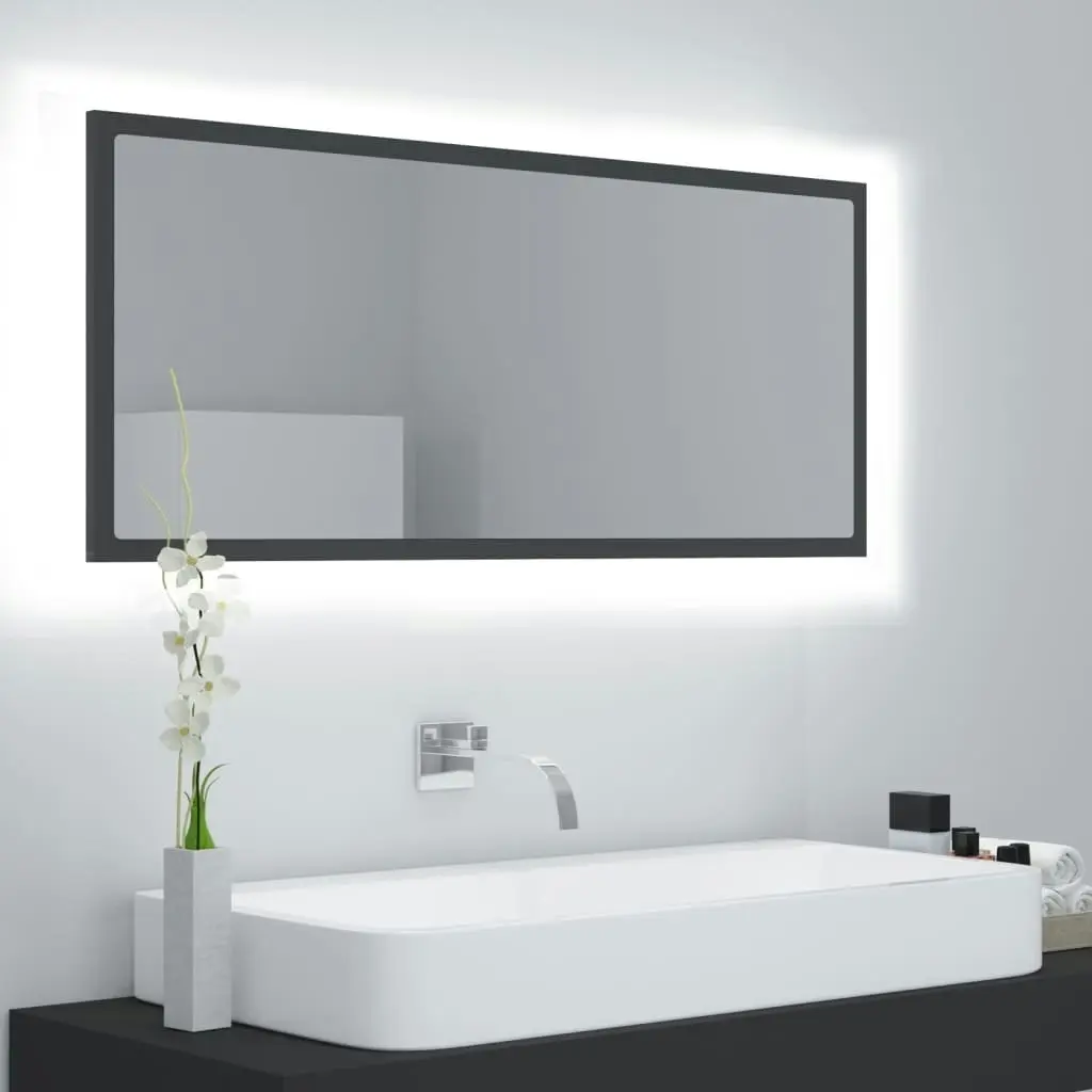 LED Bathroom Mirror Grey 100x8.5x37 cm Acrylic 804942