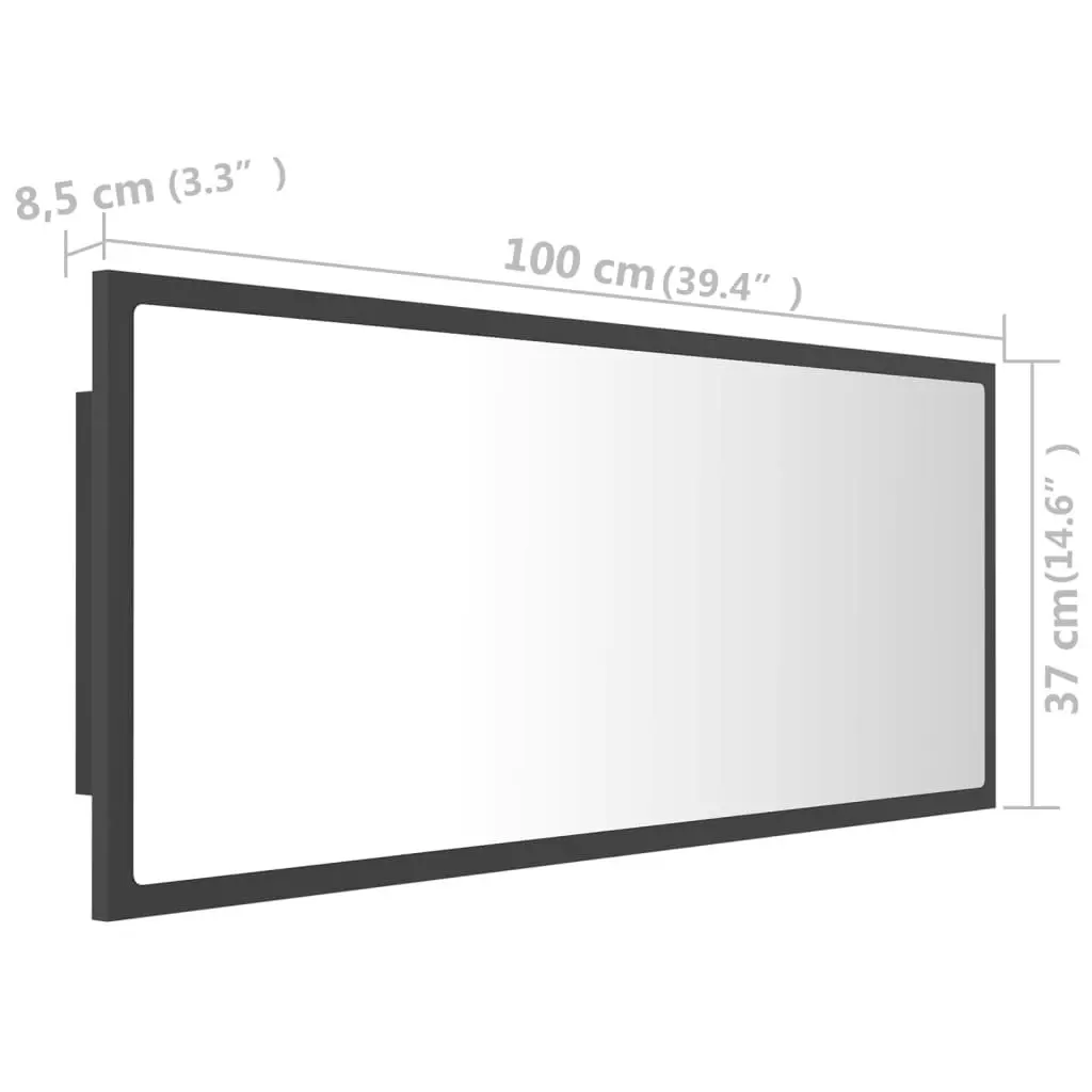 LED Bathroom Mirror Grey 100x8.5x37 cm Acrylic 804942