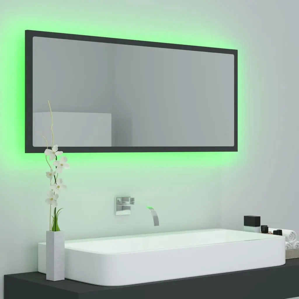 LED Bathroom Mirror Grey 100x8.5x37 cm Acrylic 804942