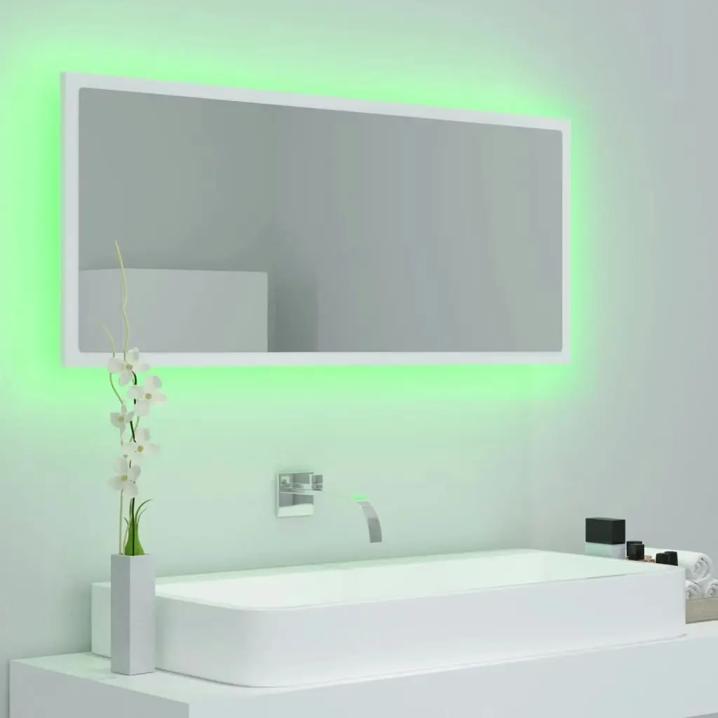 LED Bathroom Mirror White 100x8.5x37 cm Acrylic 804940