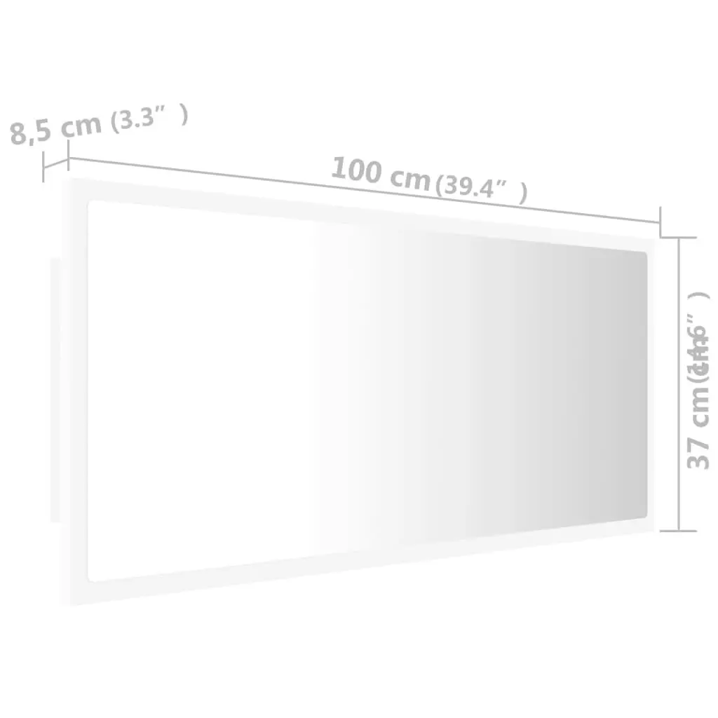 LED Bathroom Mirror White 100x8.5x37 cm Acrylic 804940