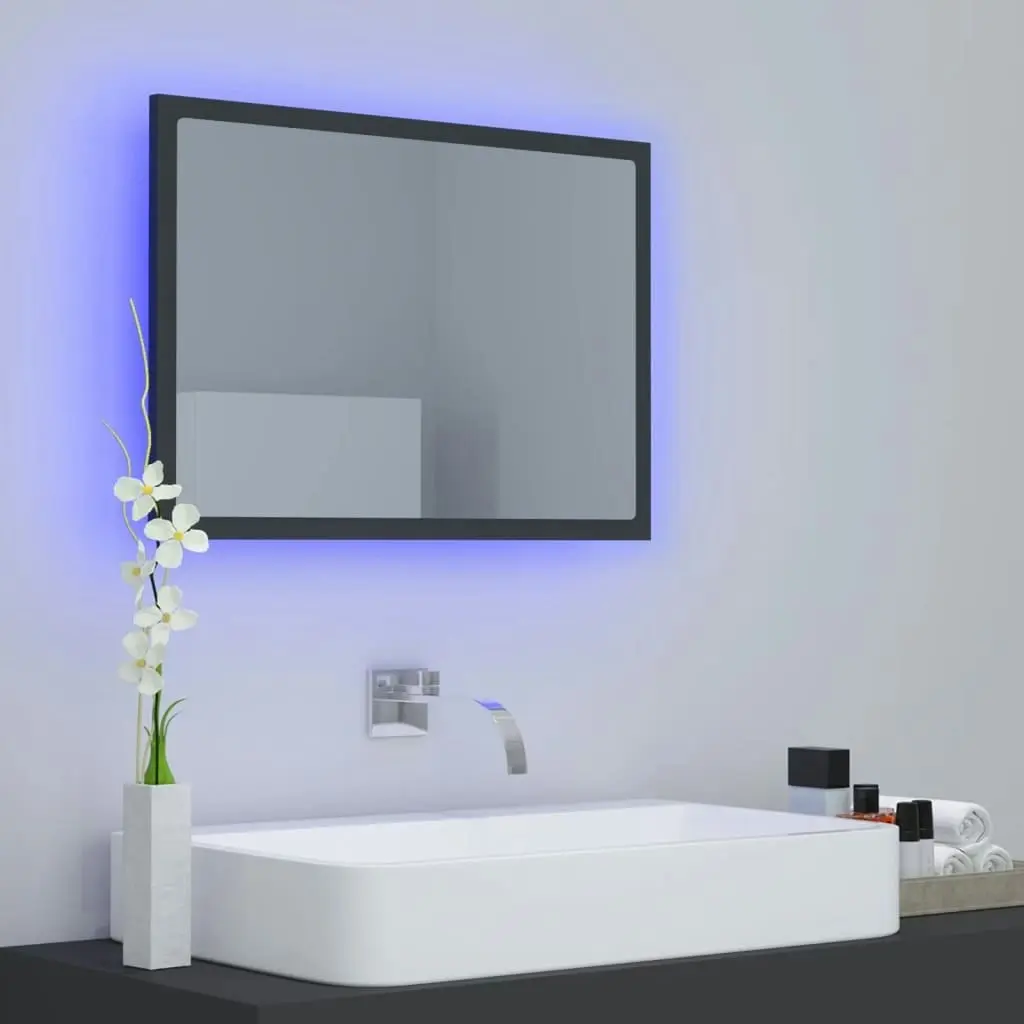 LED Bathroom Mirror Grey 60x8.5x37 cm Acrylic 804918