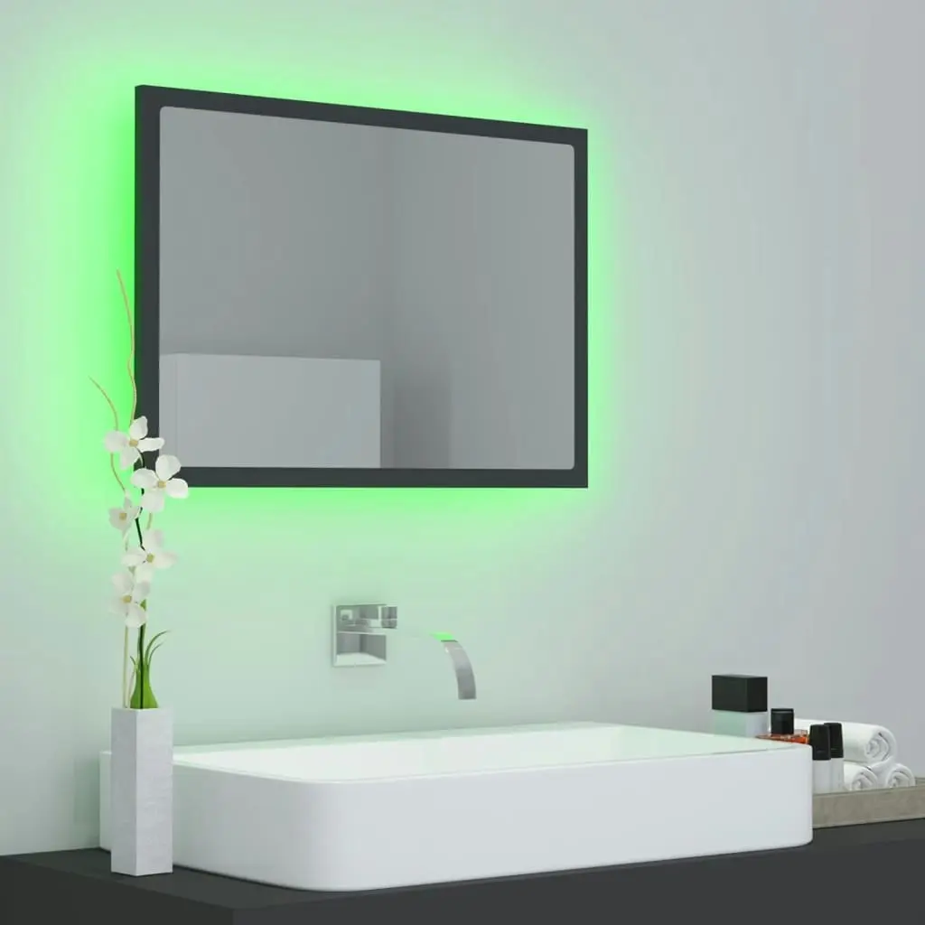 LED Bathroom Mirror Grey 60x8.5x37 cm Acrylic 804918