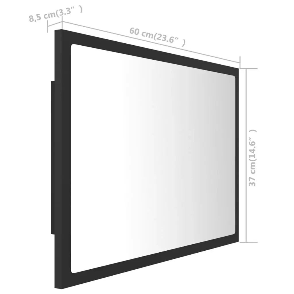 LED Bathroom Mirror Grey 60x8.5x37 cm Acrylic 804918