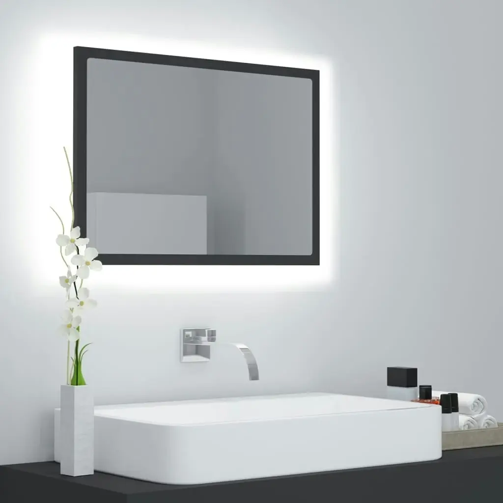 LED Bathroom Mirror Grey 60x8.5x37 cm Acrylic 804918