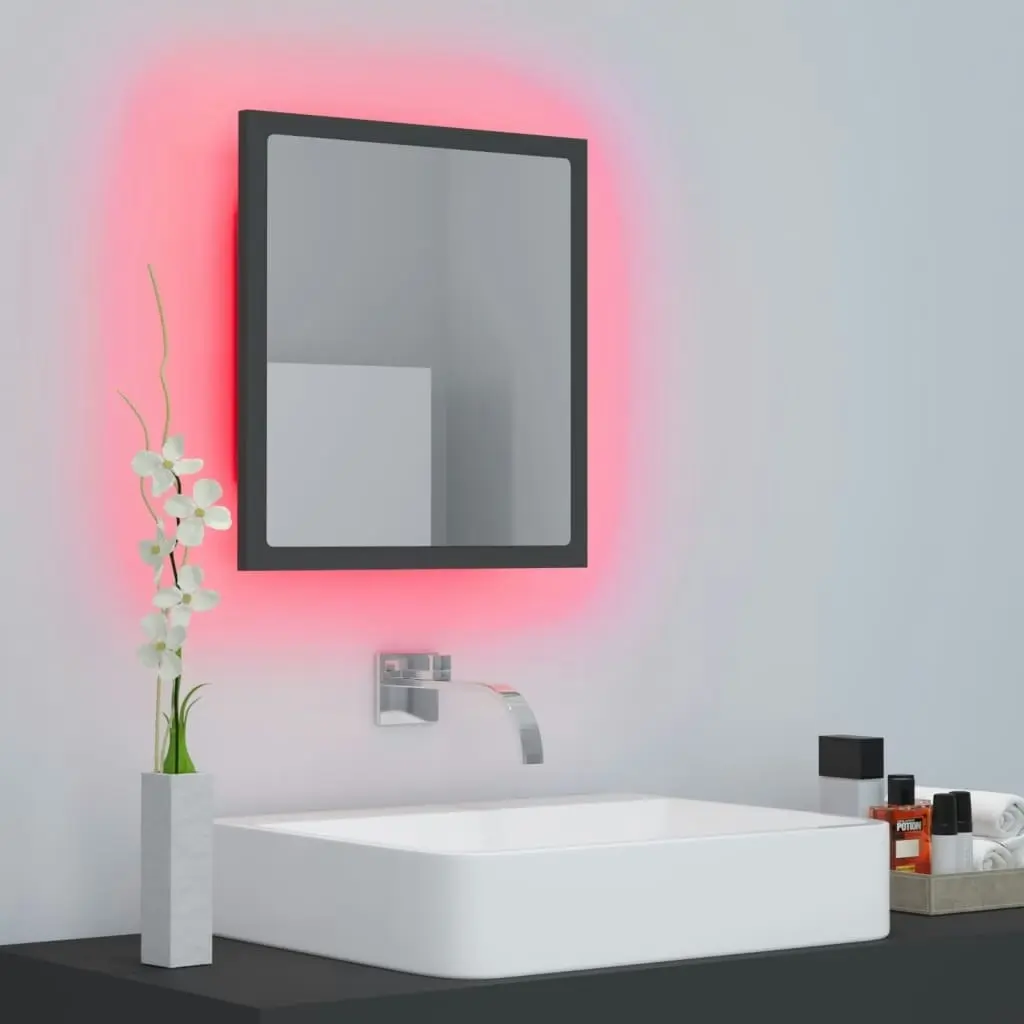 LED Bathroom Mirror Grey 40x8.5x37 cm Acrylic 804910