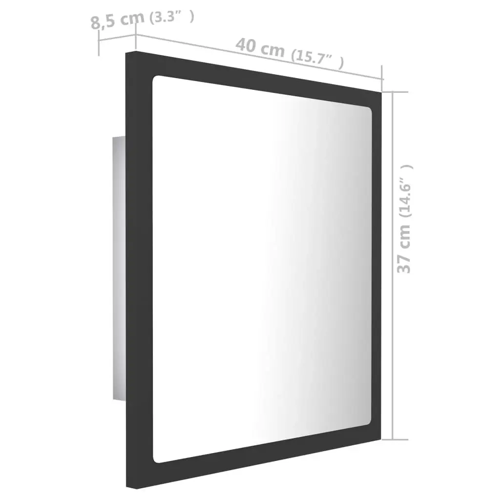 LED Bathroom Mirror Grey 40x8.5x37 cm Acrylic 804910