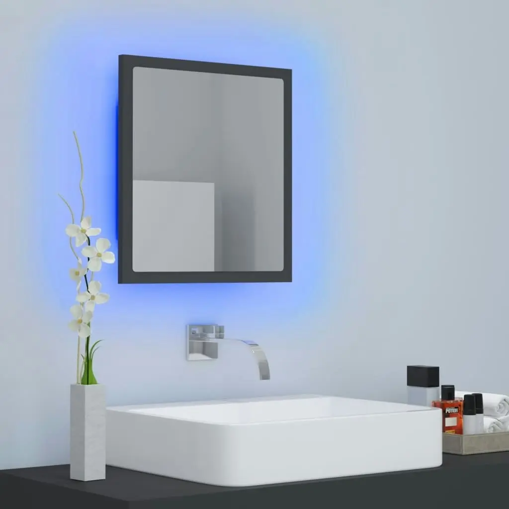 LED Bathroom Mirror Grey 40x8.5x37 cm Acrylic 804910