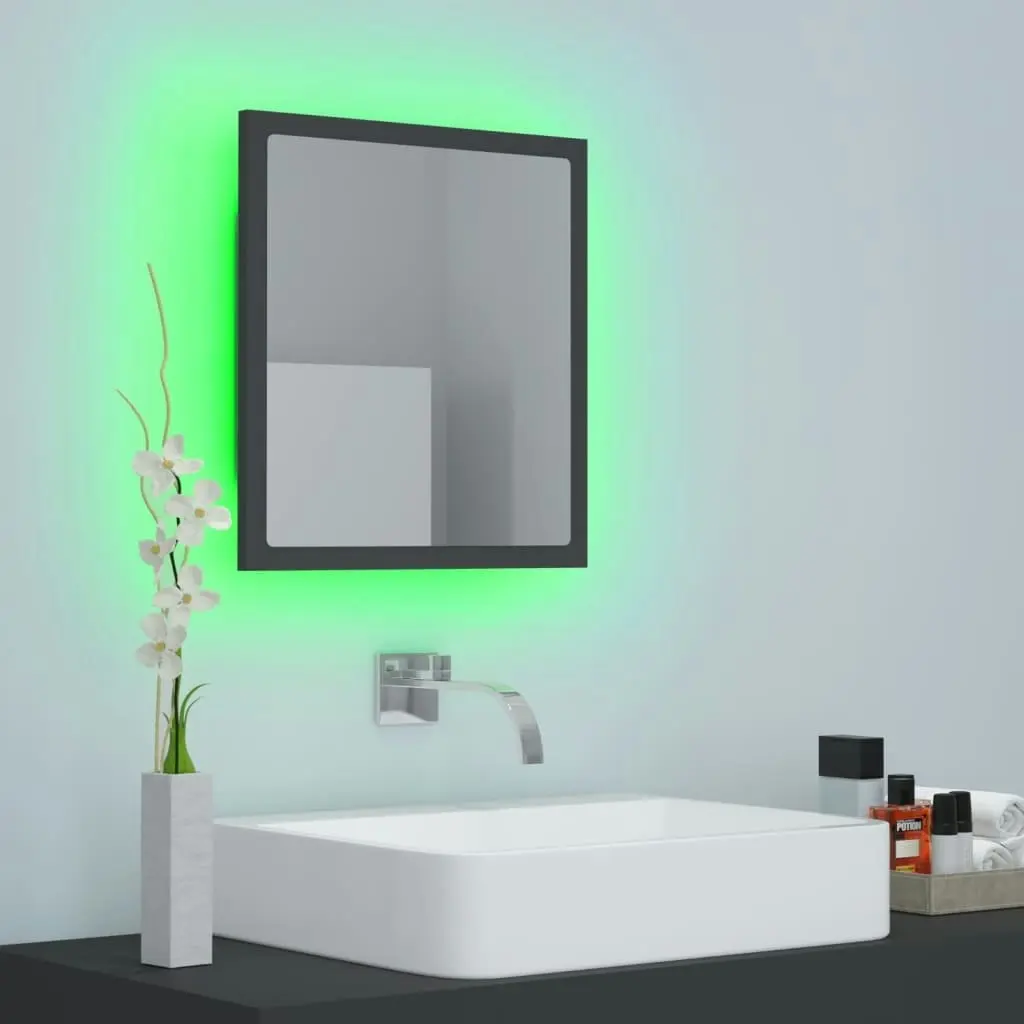 LED Bathroom Mirror Grey 40x8.5x37 cm Acrylic 804910