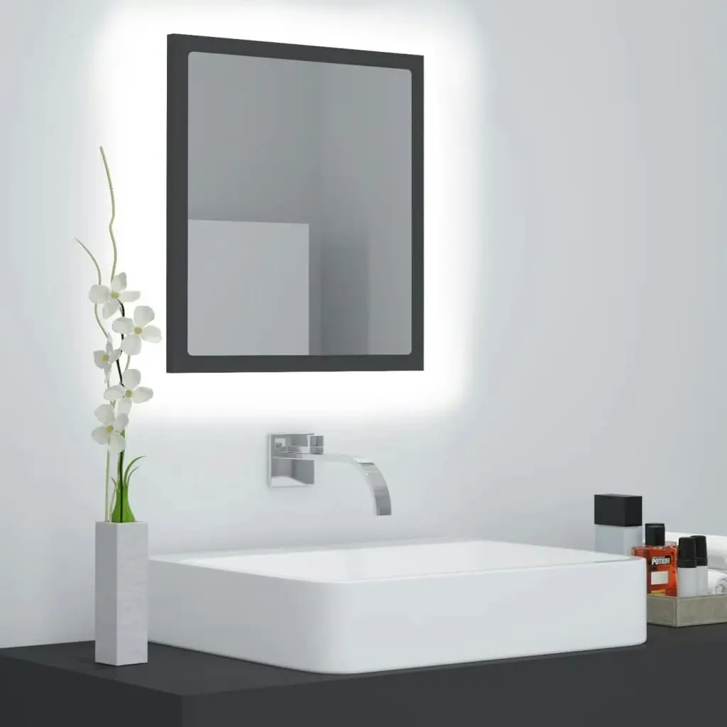 LED Bathroom Mirror Grey 40x8.5x37 cm Acrylic 804910