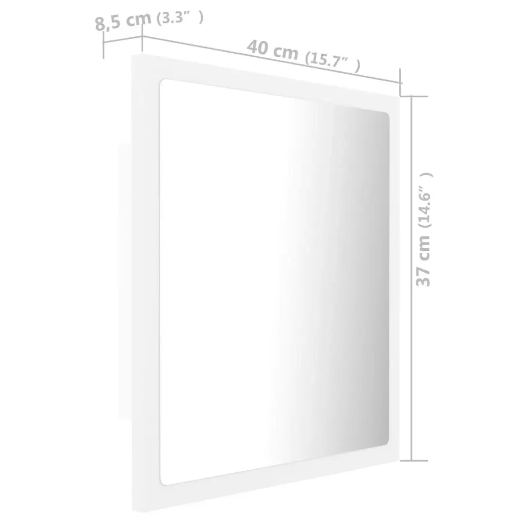 LED Bathroom Mirror White 40x8.5x37 cm Acrylic 804908