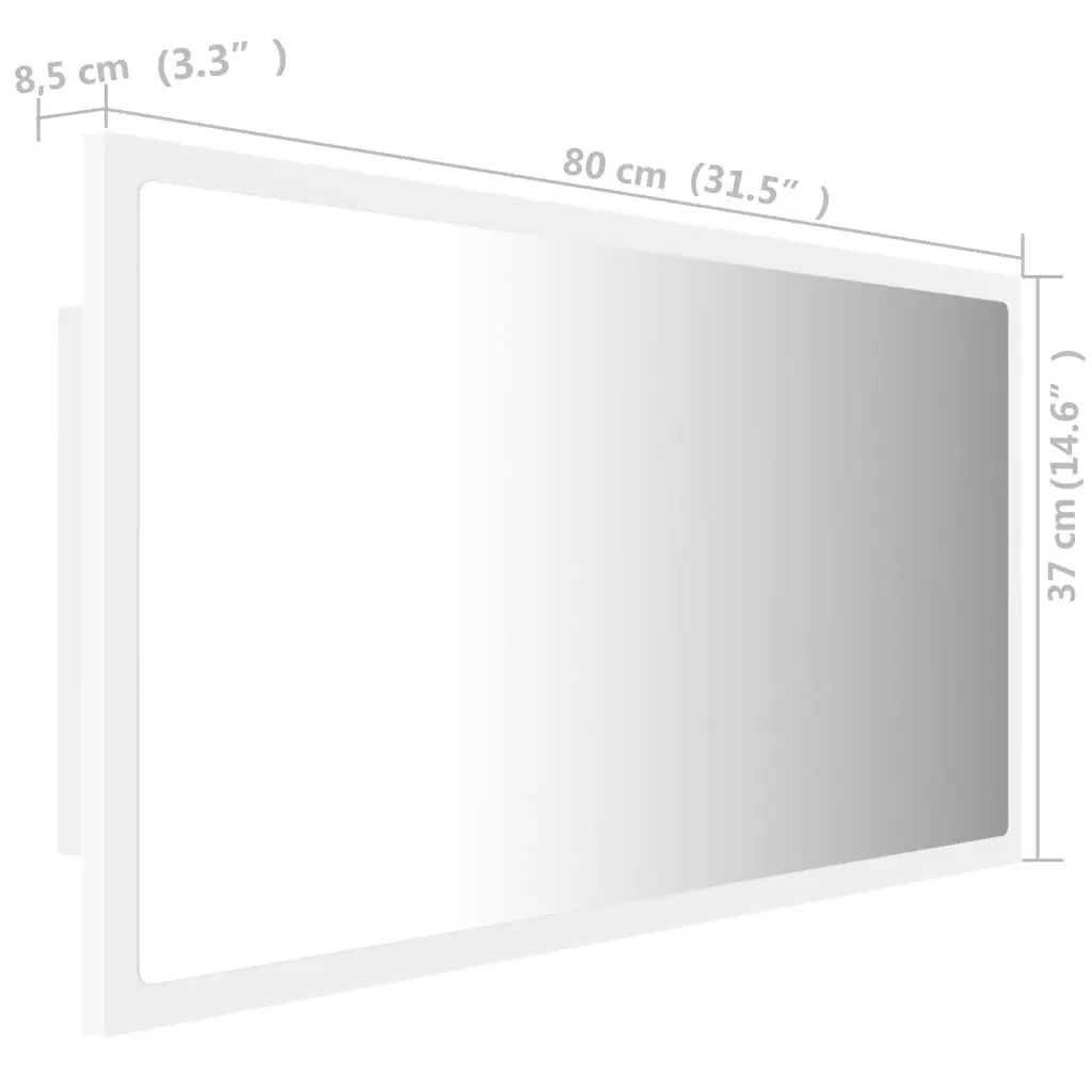 LED Bathroom Mirror White 80x8.5x37 cm Acrylic 804924