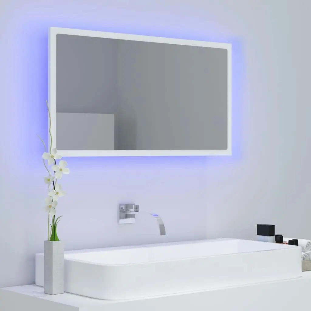 LED Bathroom Mirror White 80x8.5x37 cm Acrylic 804924