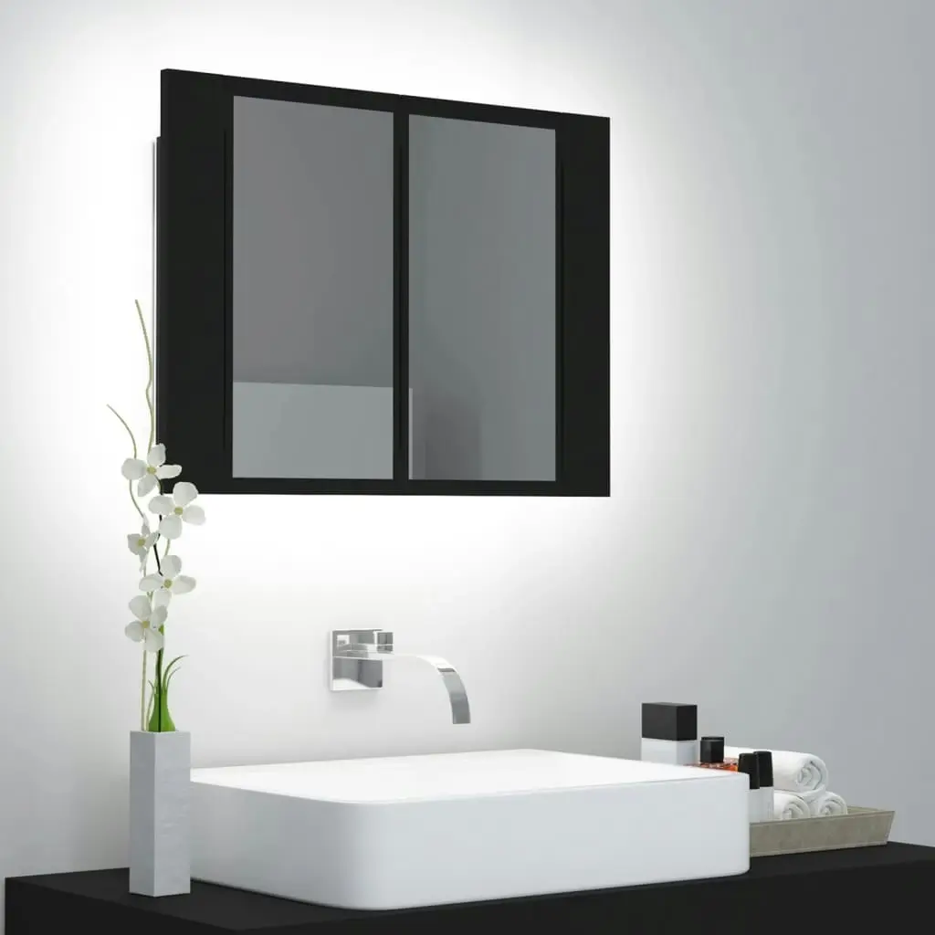 LED Bathroom Mirror Cabinet Black 60x12x45 cm Acrylic 804957