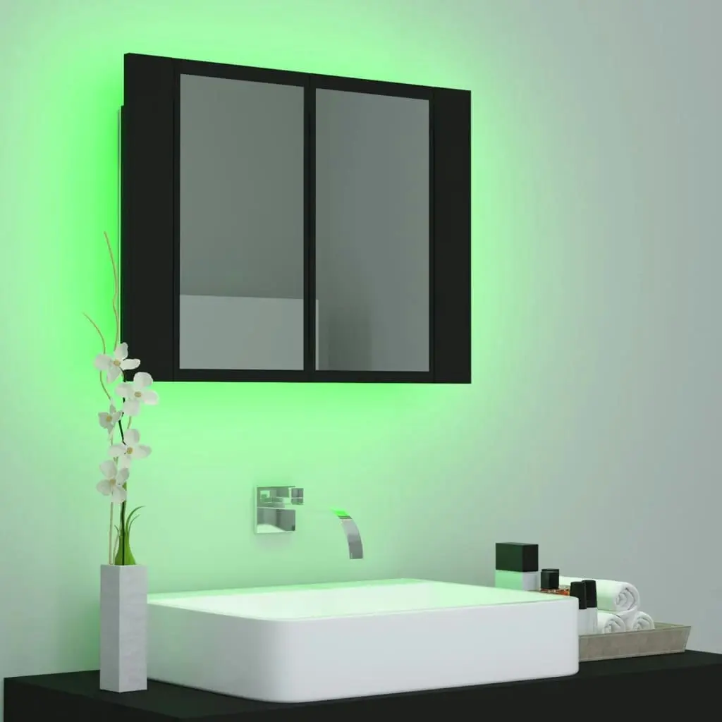 LED Bathroom Mirror Cabinet Black 60x12x45 cm Acrylic 804957