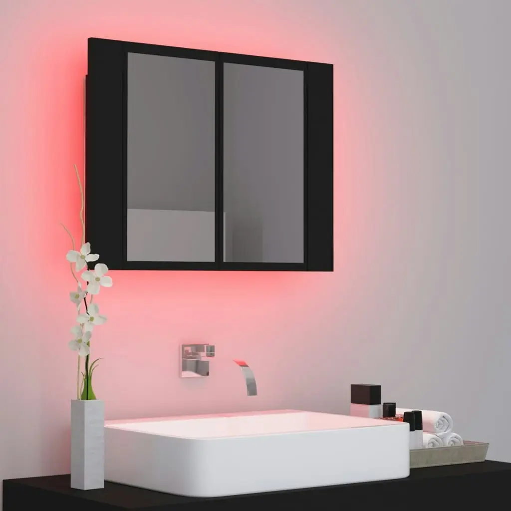 LED Bathroom Mirror Cabinet Black 60x12x45 cm Acrylic 804957