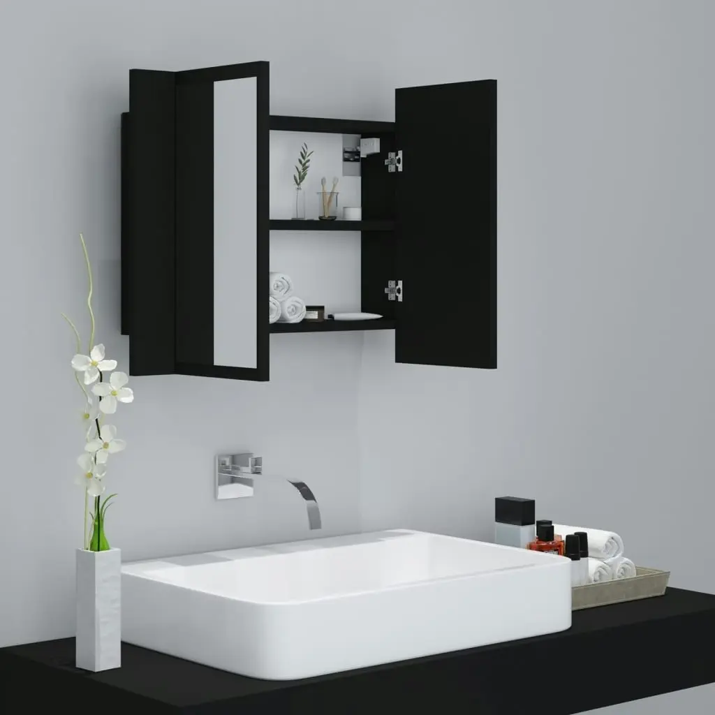 LED Bathroom Mirror Cabinet Black 60x12x45 cm Acrylic 804957