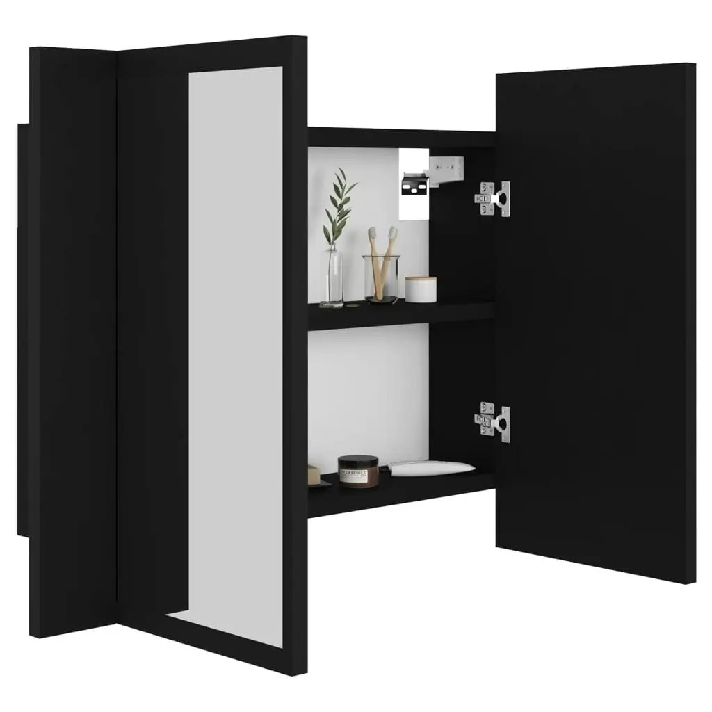 LED Bathroom Mirror Cabinet Black 60x12x45 cm Acrylic 804957