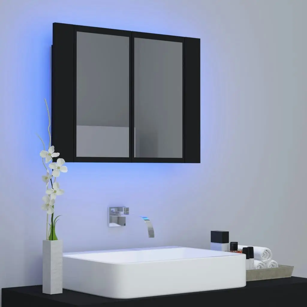 LED Bathroom Mirror Cabinet Black 60x12x45 cm Acrylic 804957