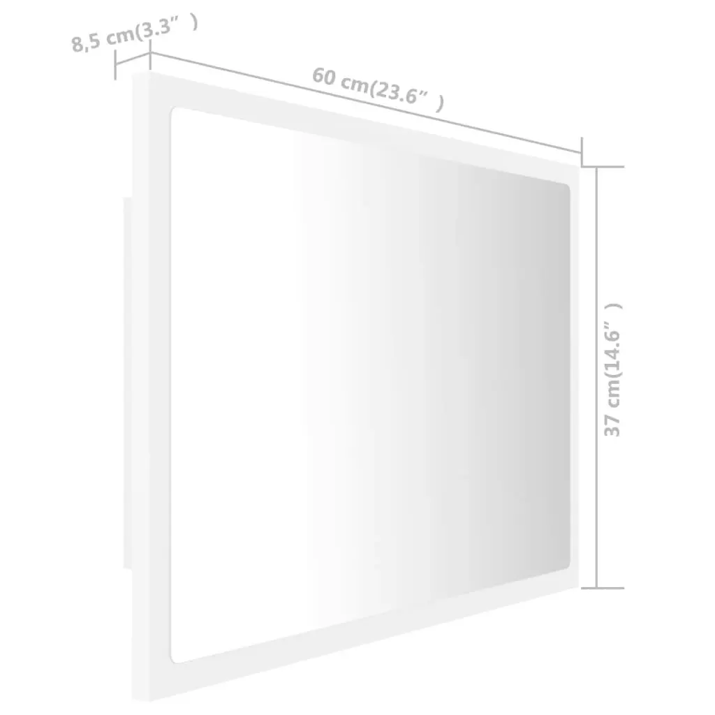 LED Bathroom Mirror White 60x8.5x37 cm Acrylic 804916