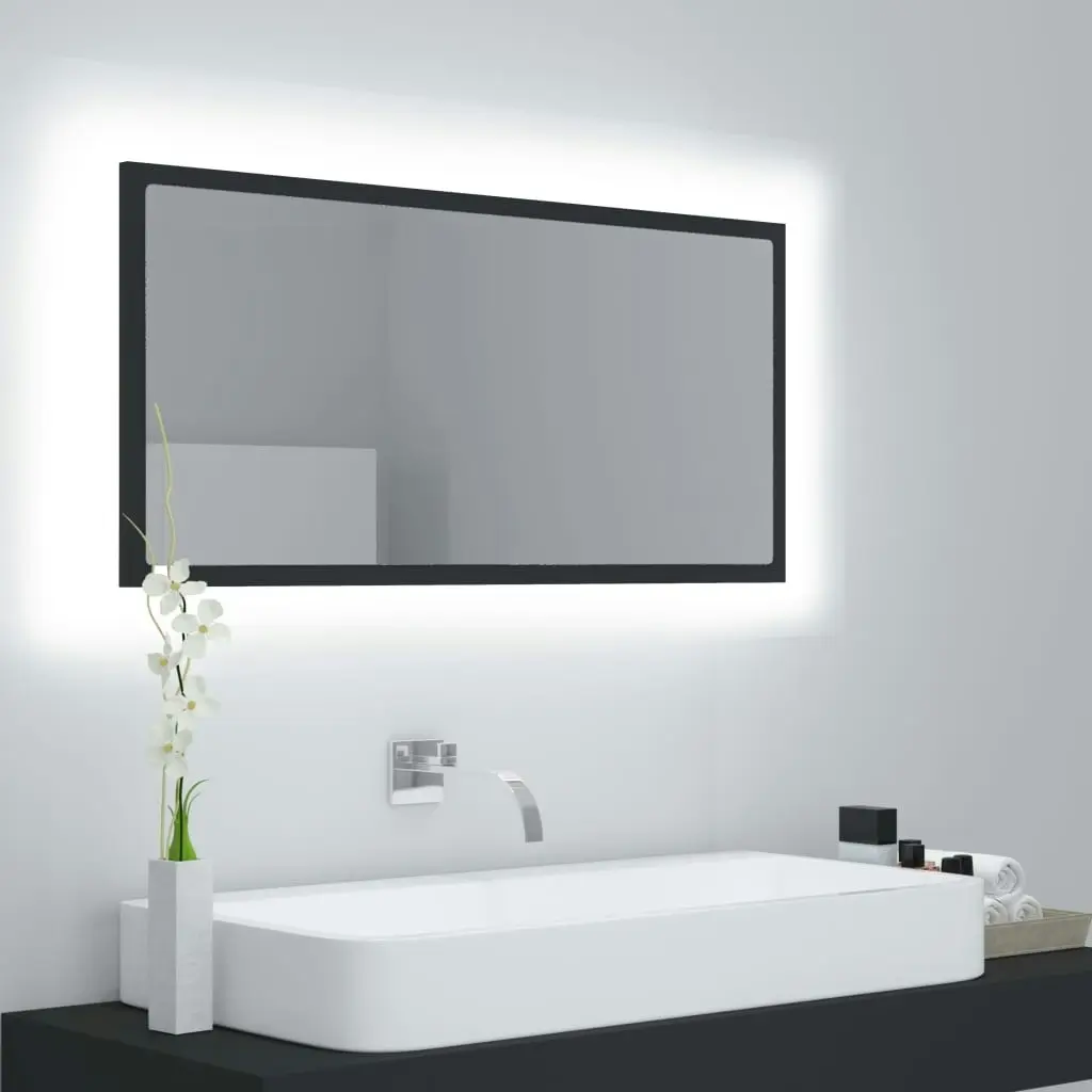 LED Bathroom Mirror Grey 90x8.5x37 cm Acrylic 804934