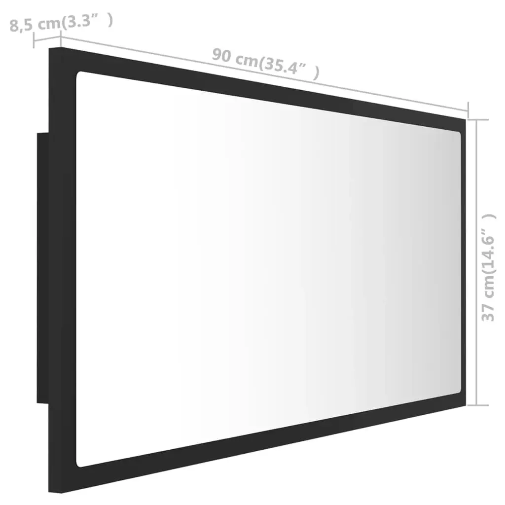 LED Bathroom Mirror Grey 90x8.5x37 cm Acrylic 804934