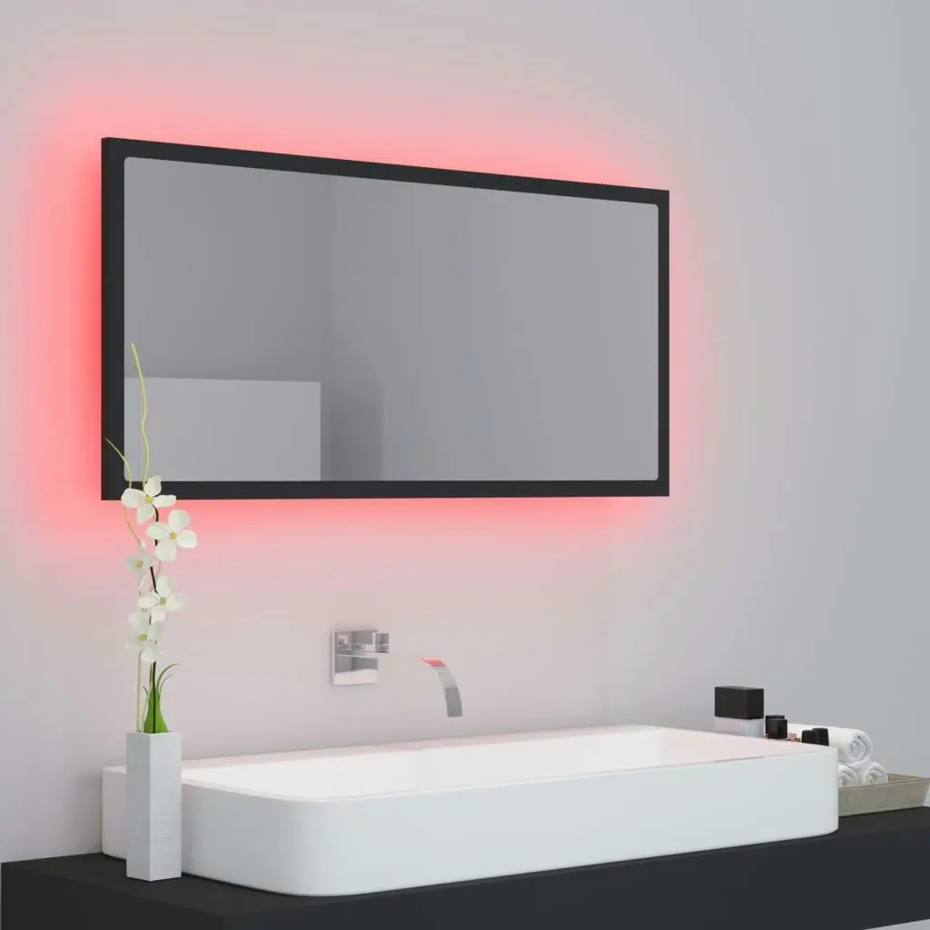 LED Bathroom Mirror Grey 90x8.5x37 cm Acrylic 804934