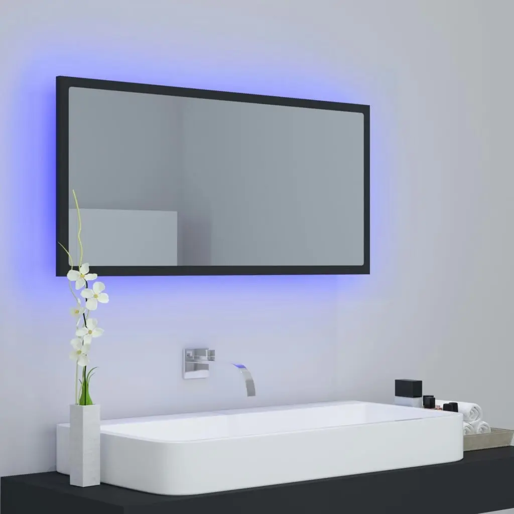 LED Bathroom Mirror Grey 90x8.5x37 cm Acrylic 804934