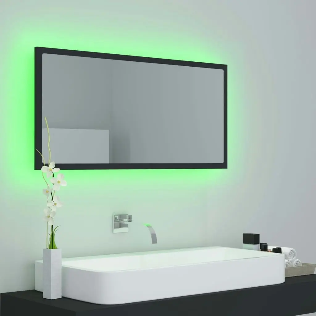 LED Bathroom Mirror Grey 90x8.5x37 cm Acrylic 804934