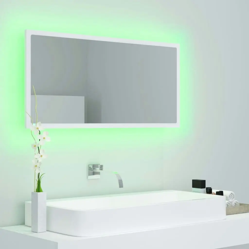 LED Bathroom Mirror White 90x8.5x37 cm Acrylic 804932