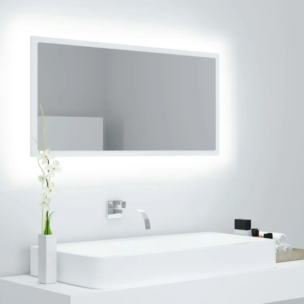 LED Bathroom Mirror White 90x8.5x37 cm Acrylic 804932