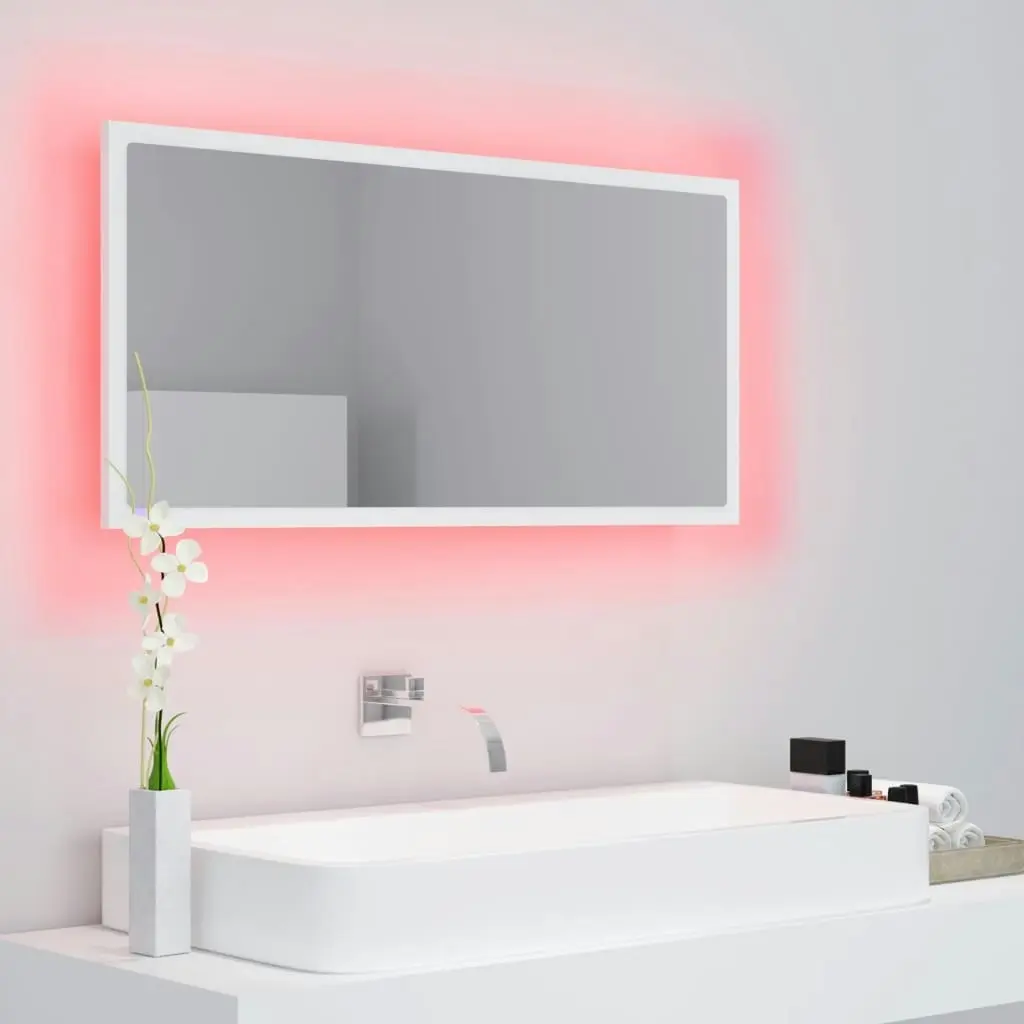 LED Bathroom Mirror White 90x8.5x37 cm Acrylic 804932