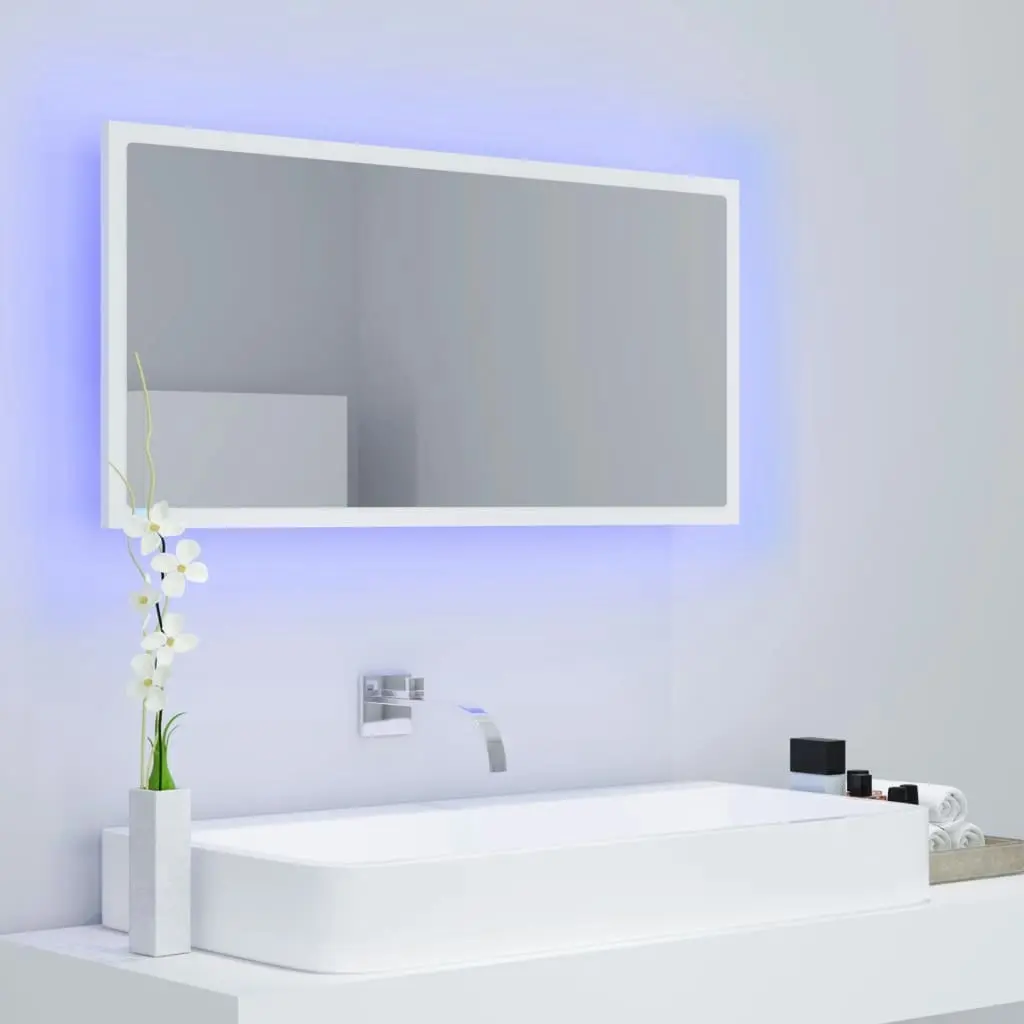 LED Bathroom Mirror White 90x8.5x37 cm Acrylic 804932