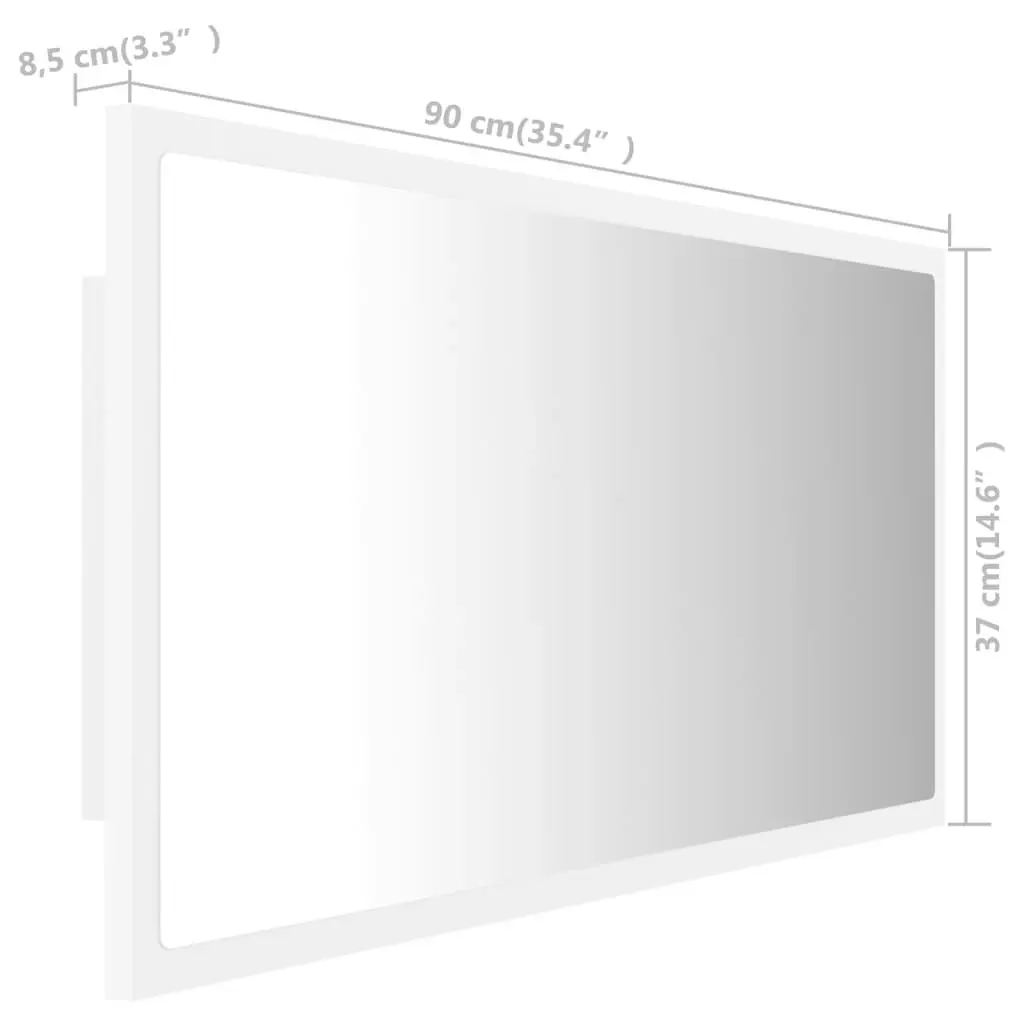 LED Bathroom Mirror White 90x8.5x37 cm Acrylic 804932