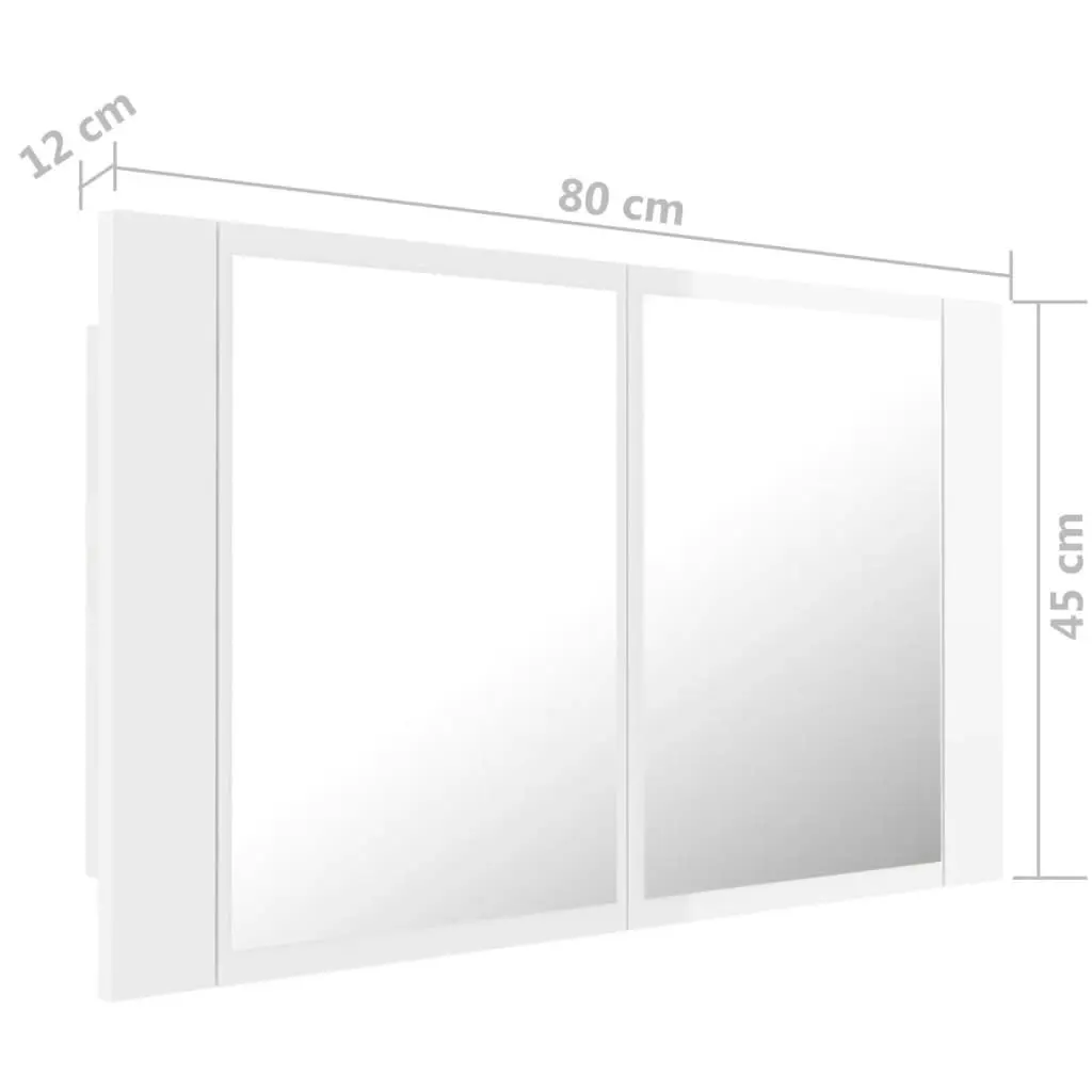 LED Bathroom Mirror Cabinet High Gloss White 80x12x45 cm Acrylic 804969